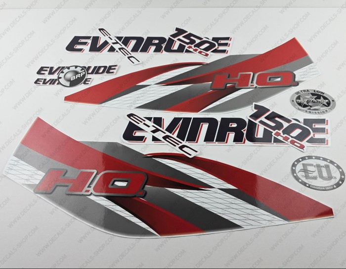 Evinrude 150HP E-tec HO 2009-2013 White Cowling Outboard Decal Kit